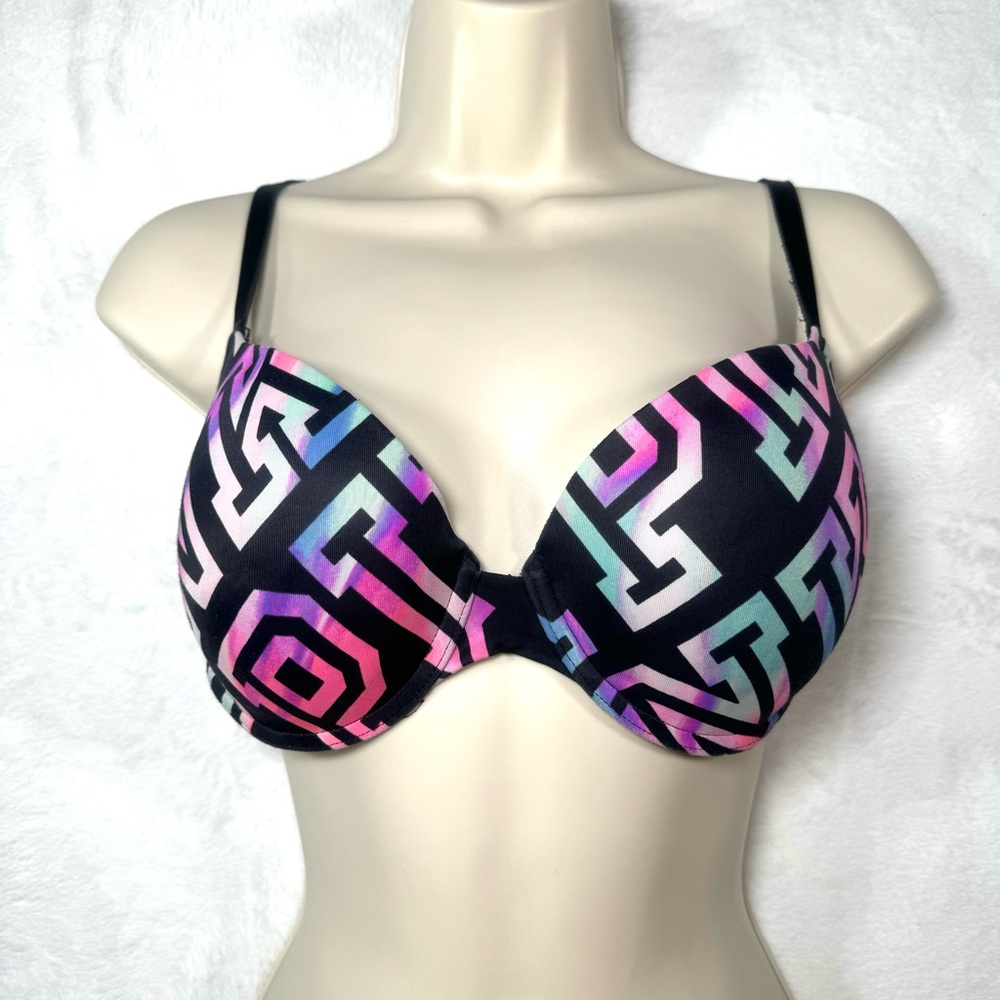 Victoria's Secret‎ Pink Wear Everywhere Push Up Bra 32DD Multi Color Black